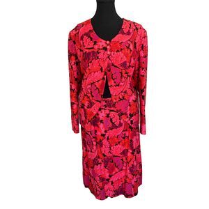 Vintage 1960s Young Edwardian by Arpeja Pink Floral Skirt Suit Boho Set